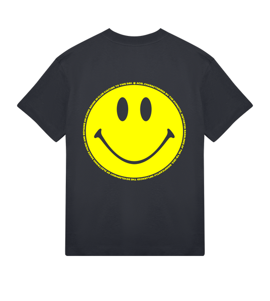 rvrm music - acid smiley backprint (mens boxy tee)