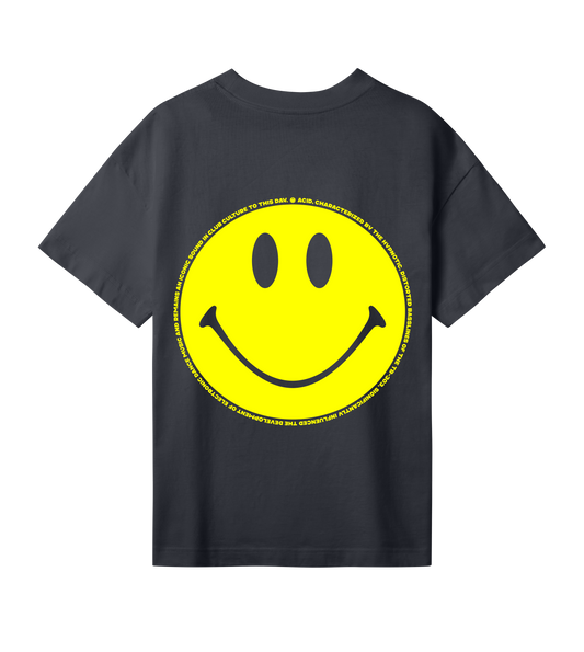 rvrm music - acid smiley backprint (womens oversized tee)